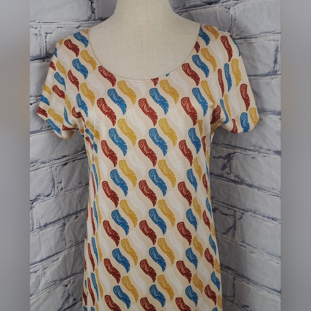 Aylelum Womens Short Shift Dress Midi Native Art Indian Inuit Canada Size Medium